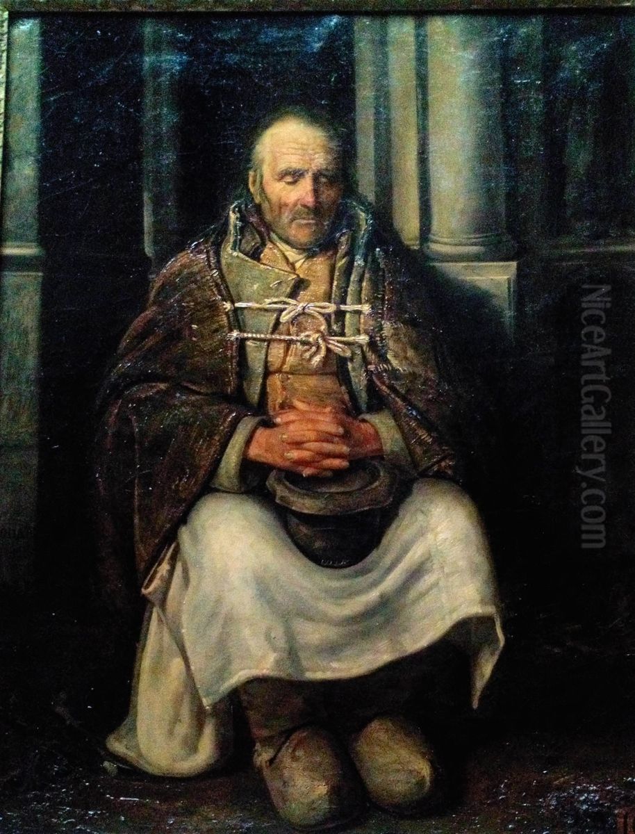 Un Mendiant Oil Painting by Antoine Joseph Benjamin Godart