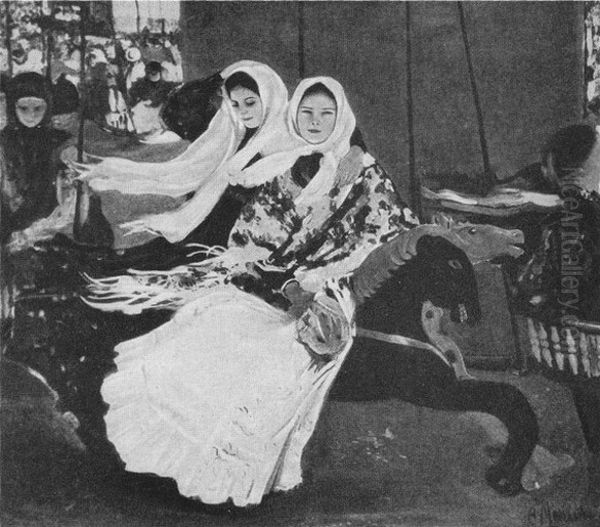 A Carousel Oil Painting by Oleksandr Murashko