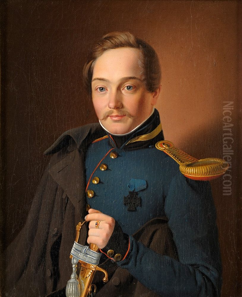 Preussischer Offizier. Oil Painting by unknown