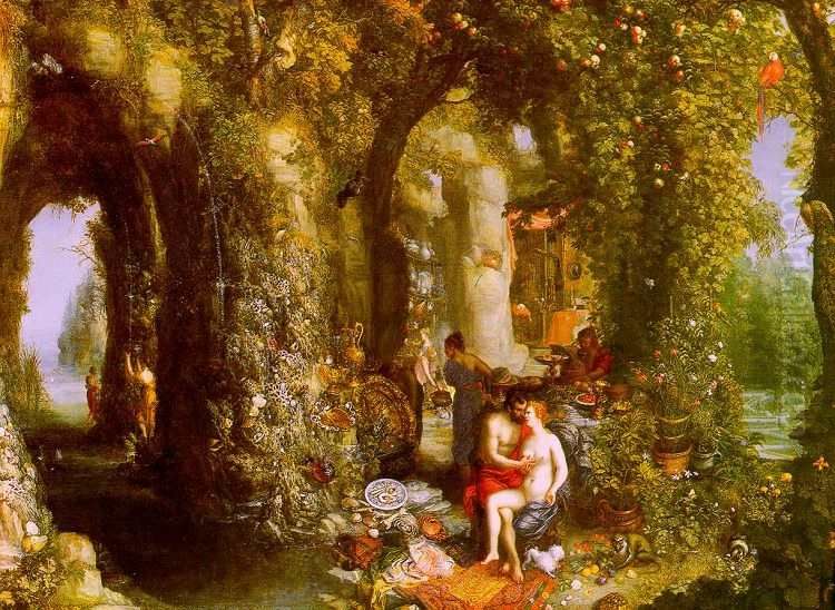 A Fantastic cave with Odysseus and Calypso Oil Painting by Jan Brughel