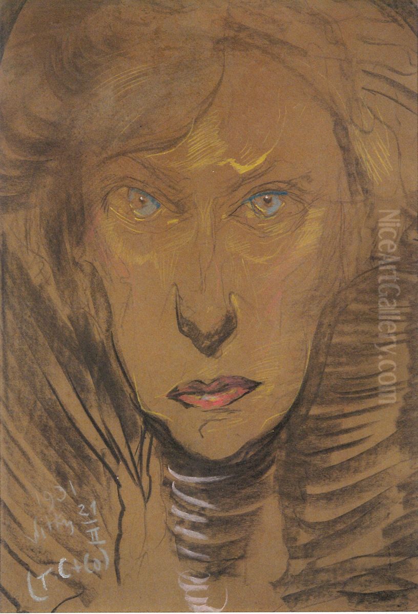 Portrait of Jadwiga Skibinska nee Niedzwiecka Oil Painting by Stanislaw Ignacy Witkiewicz (Witkacy)