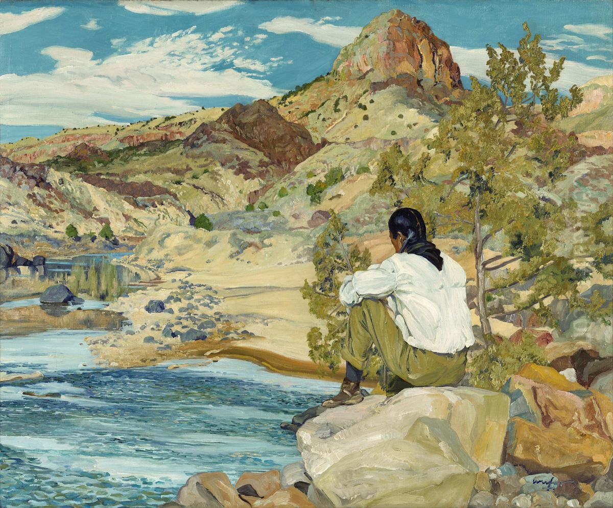 On the Rio Grande Oil Painting by Walter Ufer