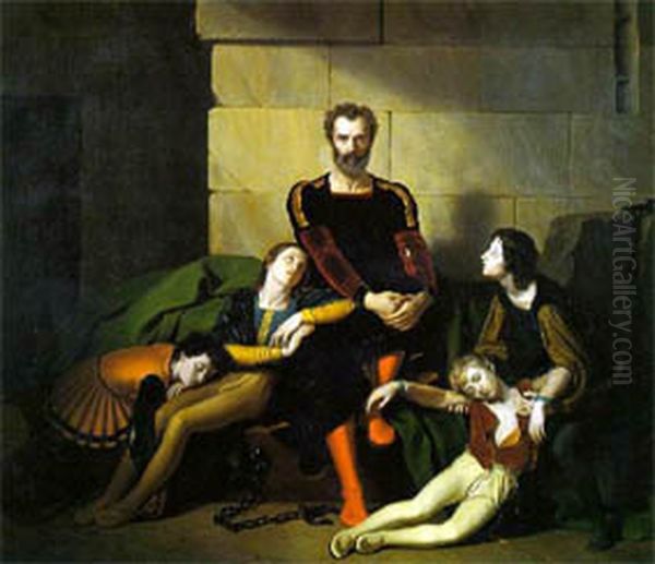 Ugolino with his sons Oil Painting by Giuseppe Diotti