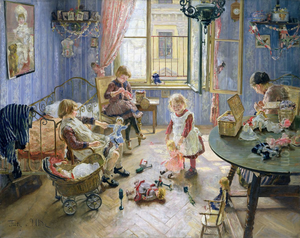 Kinderstube Oil Painting by Fritz von Uhde