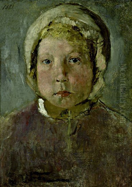 Head of a Girl Oil Painting by Fritz von Uhde