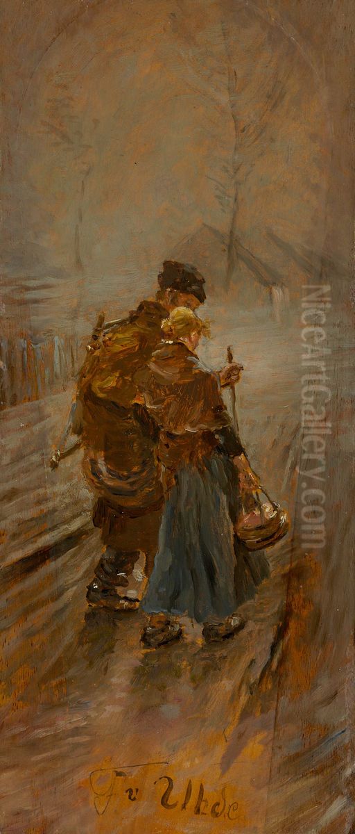 Schwerer Gang Oil Painting by Fritz von Uhde