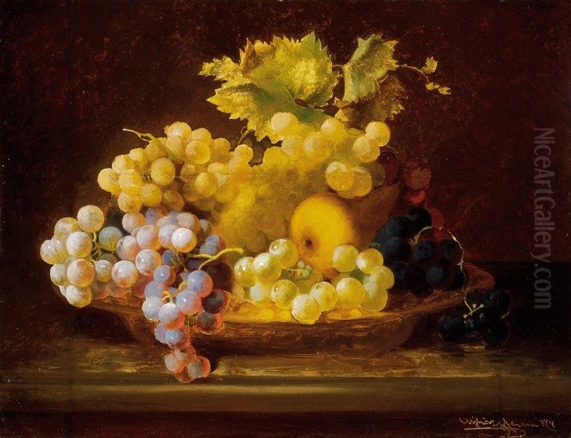 Still Life of Grapes Oil Painting by Ferenc Ujhazy