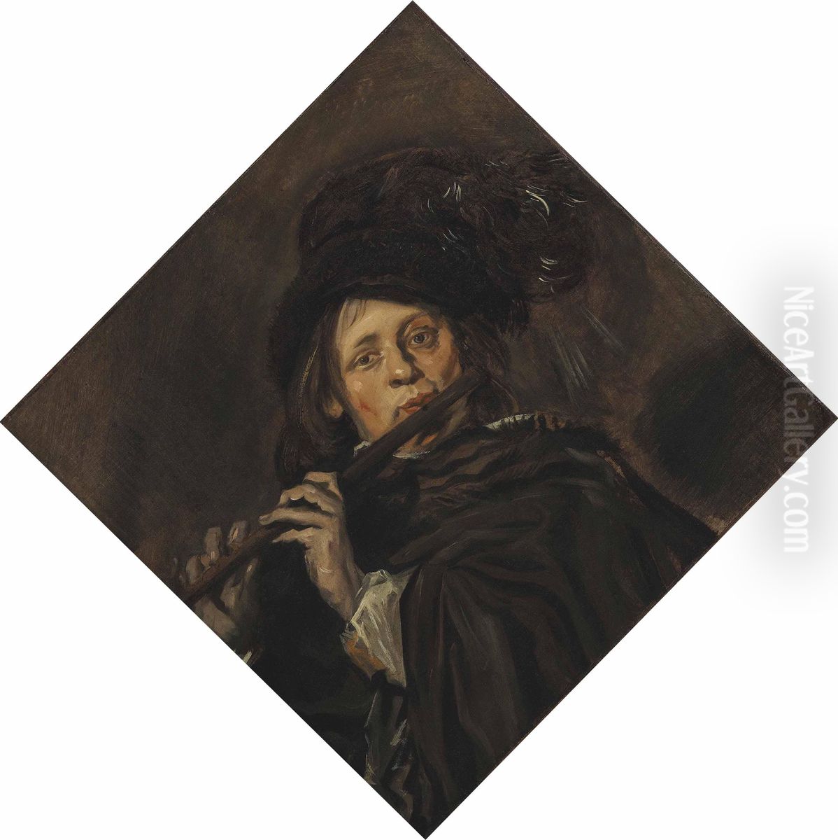 Young man playing a flute Oil Painting by Frans Hals