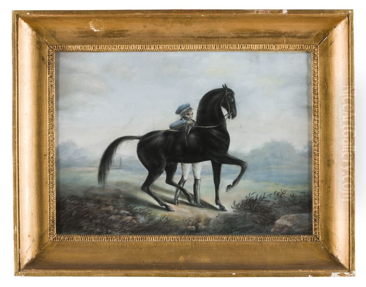 Djurbild, hast Oil Painting by Carl Fredrik Kiorboe