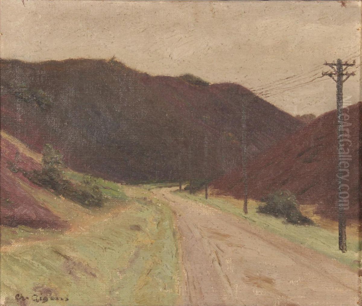 Landevej. Oil Painting by Christian Aigens