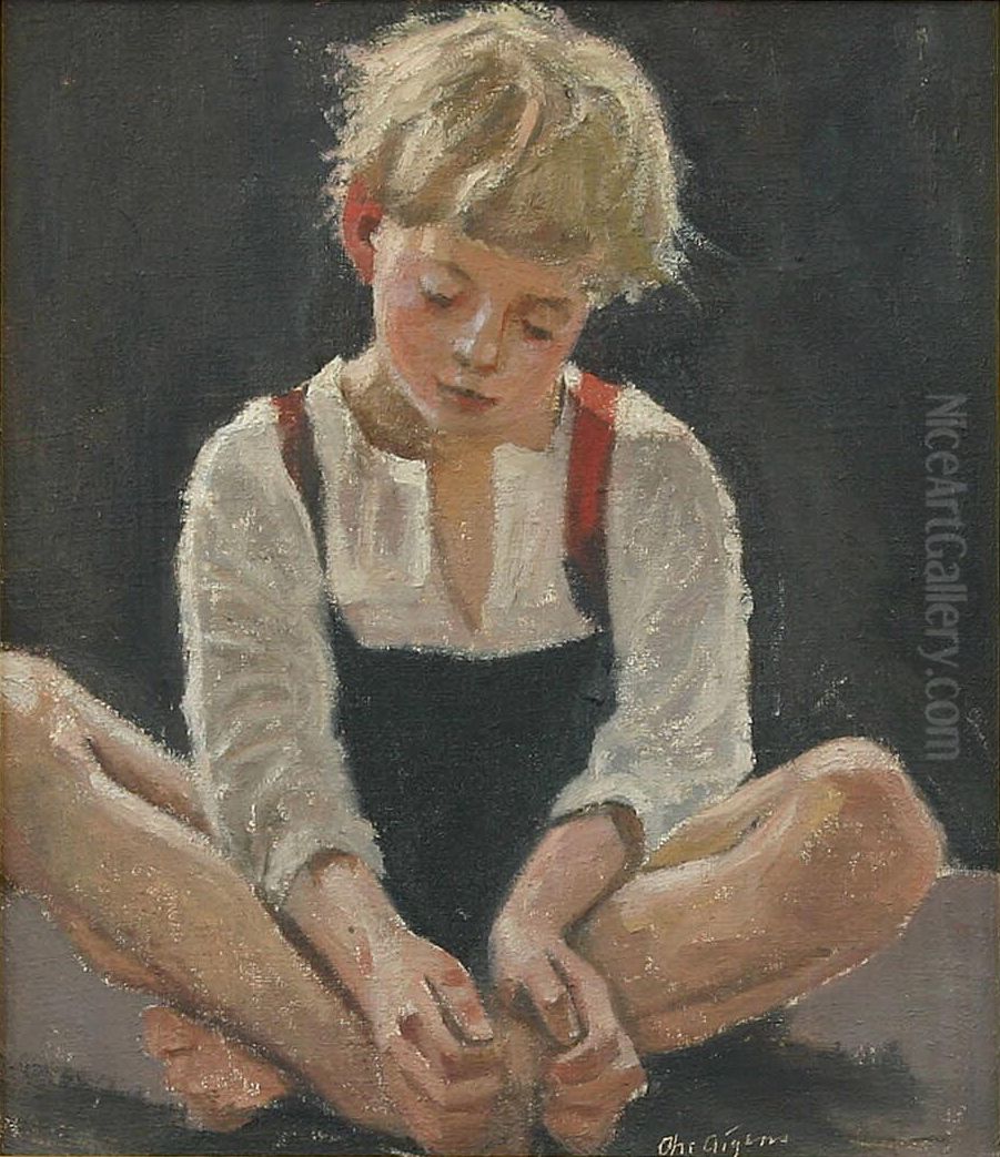 Portrait of a young boy. Oil Painting by Christian Aigens