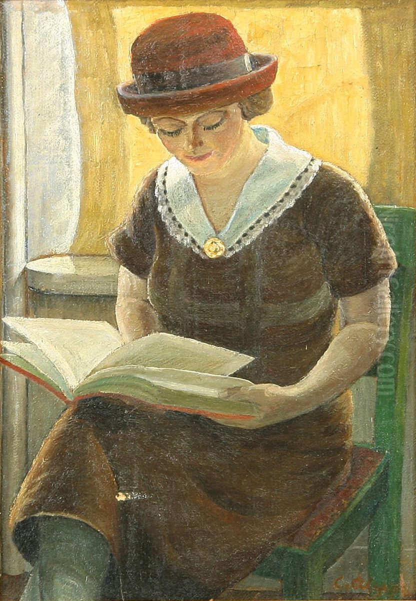 Portrait of a woman reading. Oil Painting by Christian Aigens