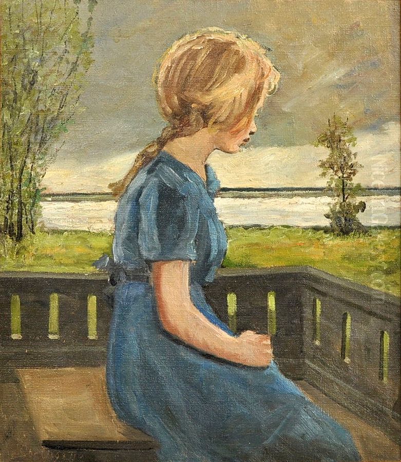 Portraet af pige. Oil Painting by Christian Aigens