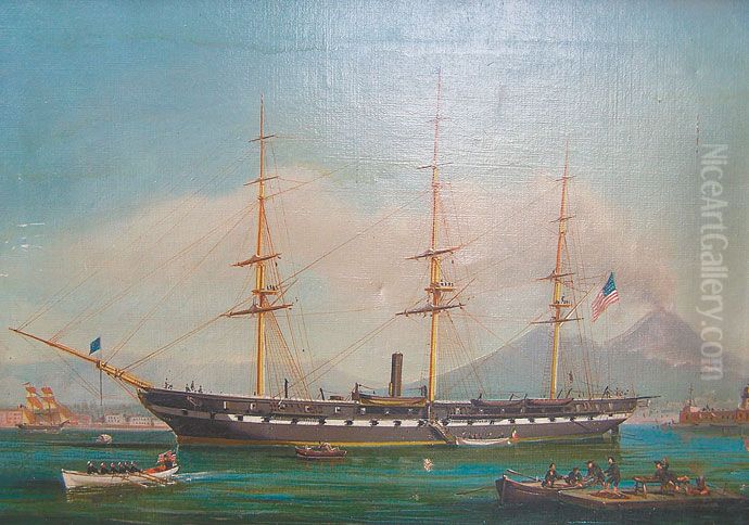 United States Navy gunboat USS Alliance. Oil Painting by unknown