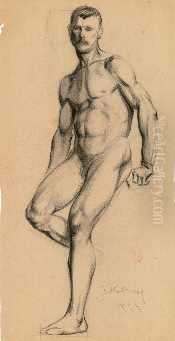 Moski akt Oil Painting by Valentin Hodnik