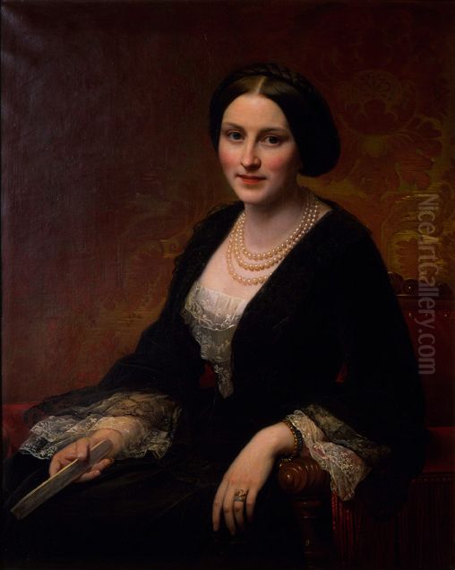 Portrait of Erwine Sophie Tascher de la Pagerie, Countess Waldner de Freundstein Oil Painting by Friedrich Kaulbach