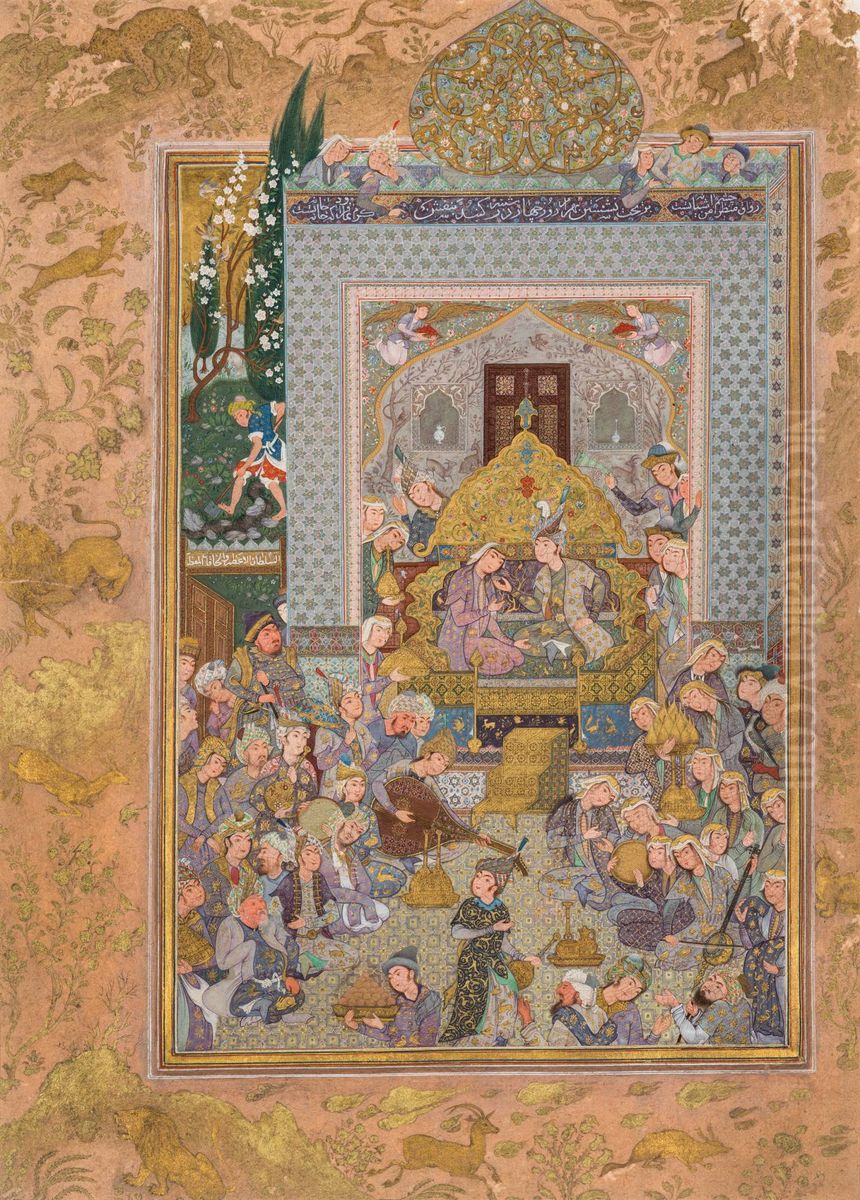 Bahram's Seven Dome Oil Painting by Mohammad Hadi Tajvidi