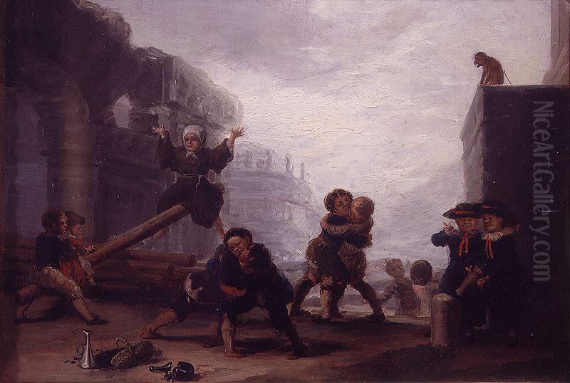 The Seesaw Oil Painting by Francisco Goya Fuendetodos