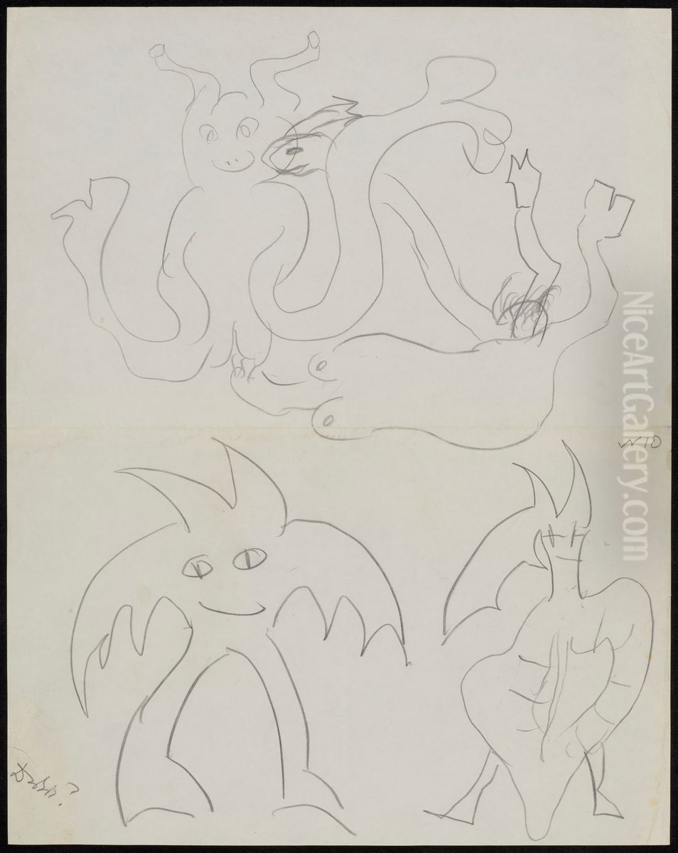 Sketches of two fantastic characters Oil Painting by Stanislaw Ignacy Witkiewicz (Witkacy)