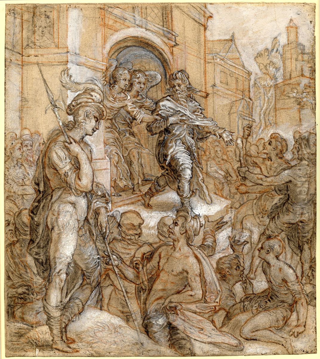 Lot rescued from the men of Sodom Oil Painting by Jan Saenredam