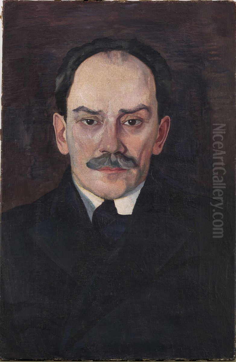 Portret Stefana Zeromskiego Oil Painting by Stanislaw Ignacy Witkiewicz (Witkacy)