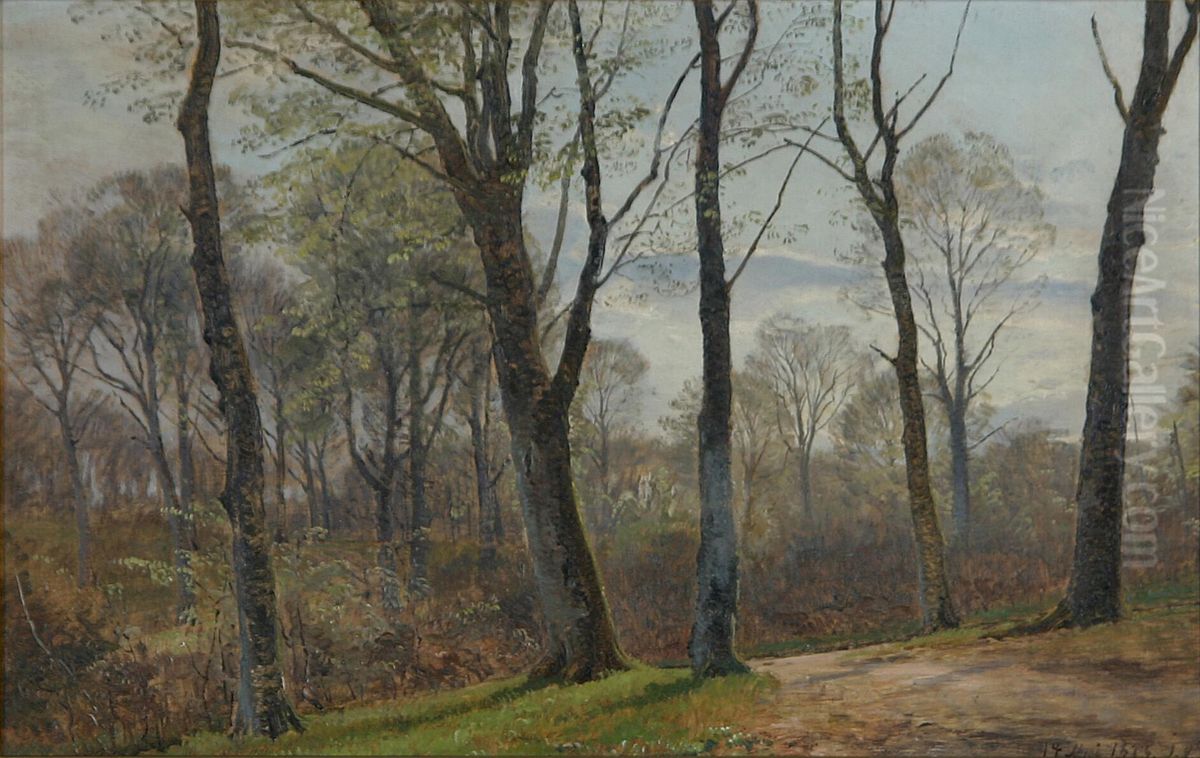 A glade in the forest. Oil Painting by Janus Andreas Bartholin La Cour
