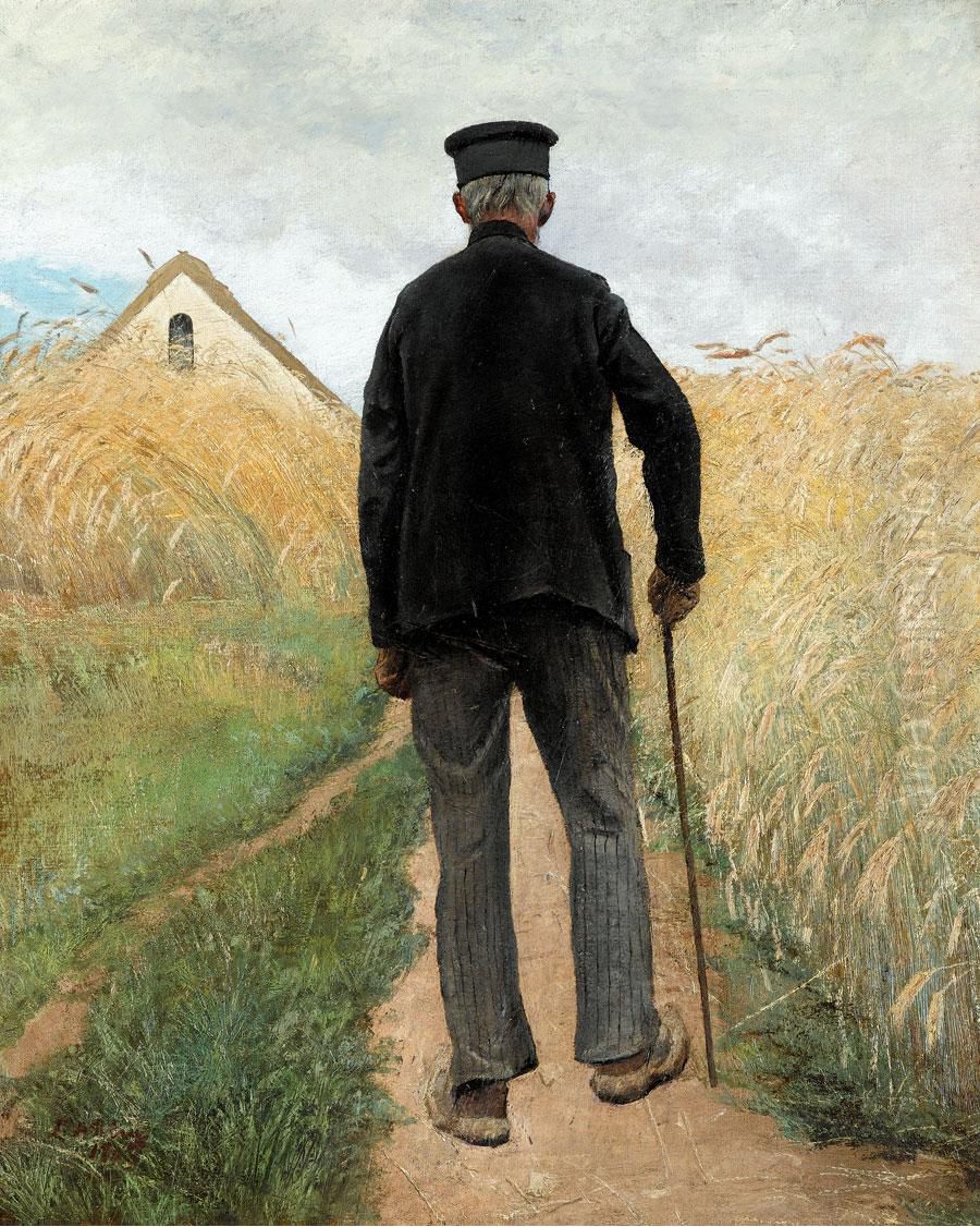 Walking in a rye field. Oil Painting by Laurits Andersen Ring