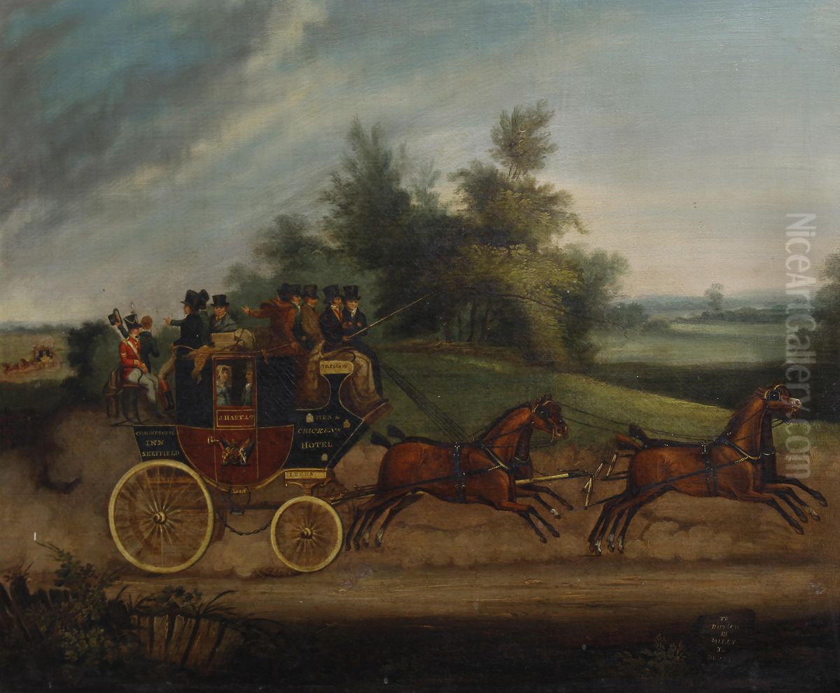 TheTelegraphstagecoach racing thePilot'. Oil Painting by Unidentified location