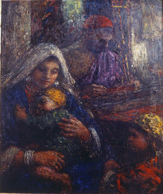 Kashmir Family Oil Painting by Charles William Bartlett