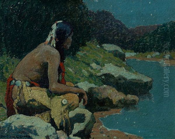 Moonlight on the Hondo Oil Painting by E. Irving Couse