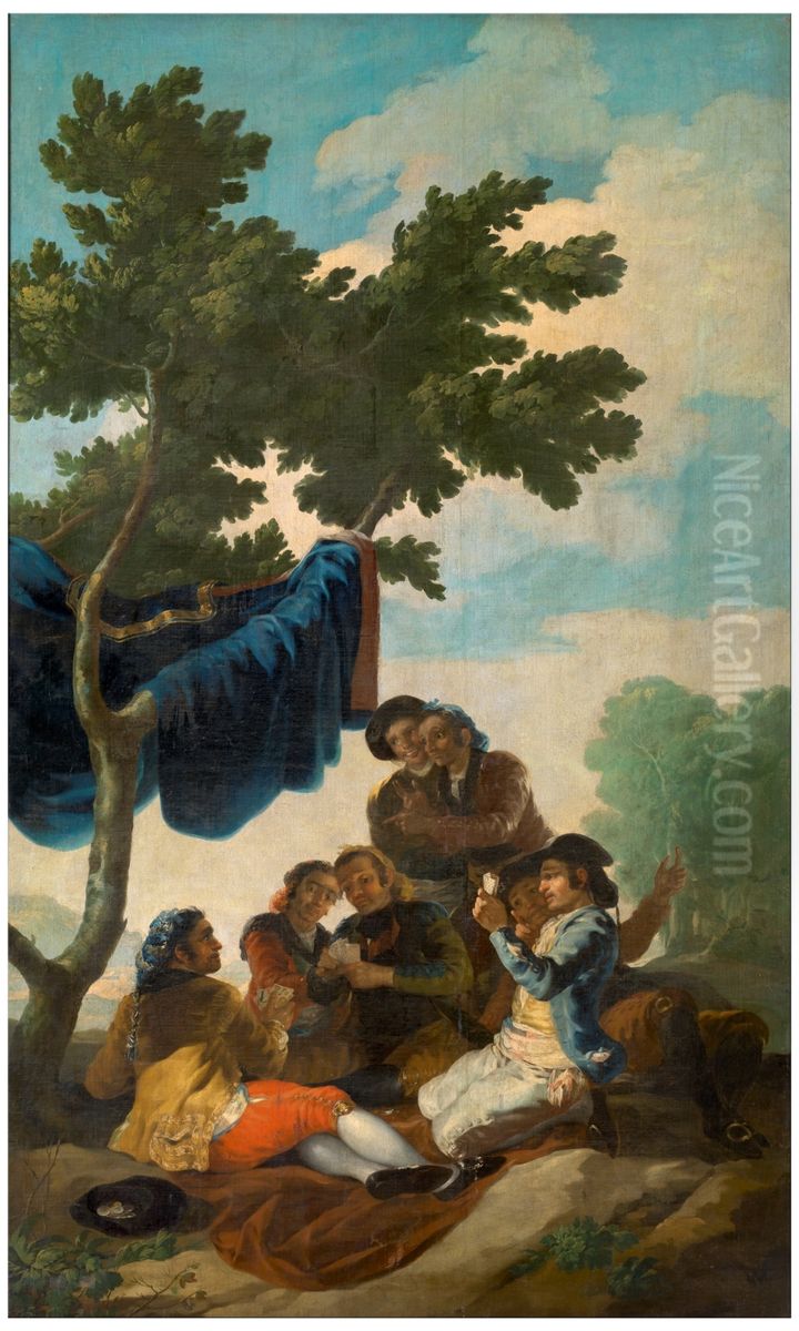 Card Players Oil Painting by Francisco Goya Fuendetodos