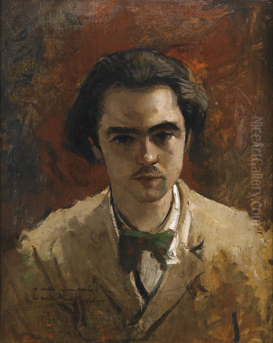 Portrait de Verlaine Oil Painting by Frederic Bazille