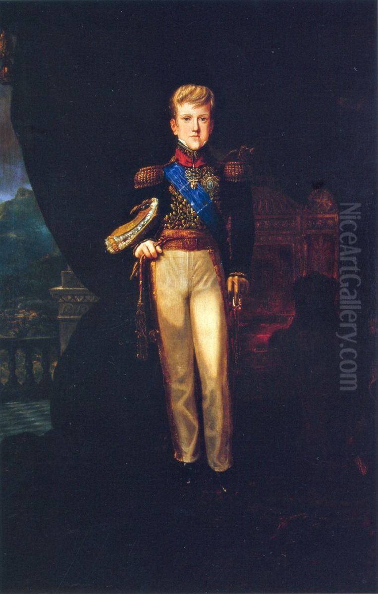 Retrato de sua majestade, o imperador D. Pedro II Oil Painting by Felix Taunay, Baron of Taunay