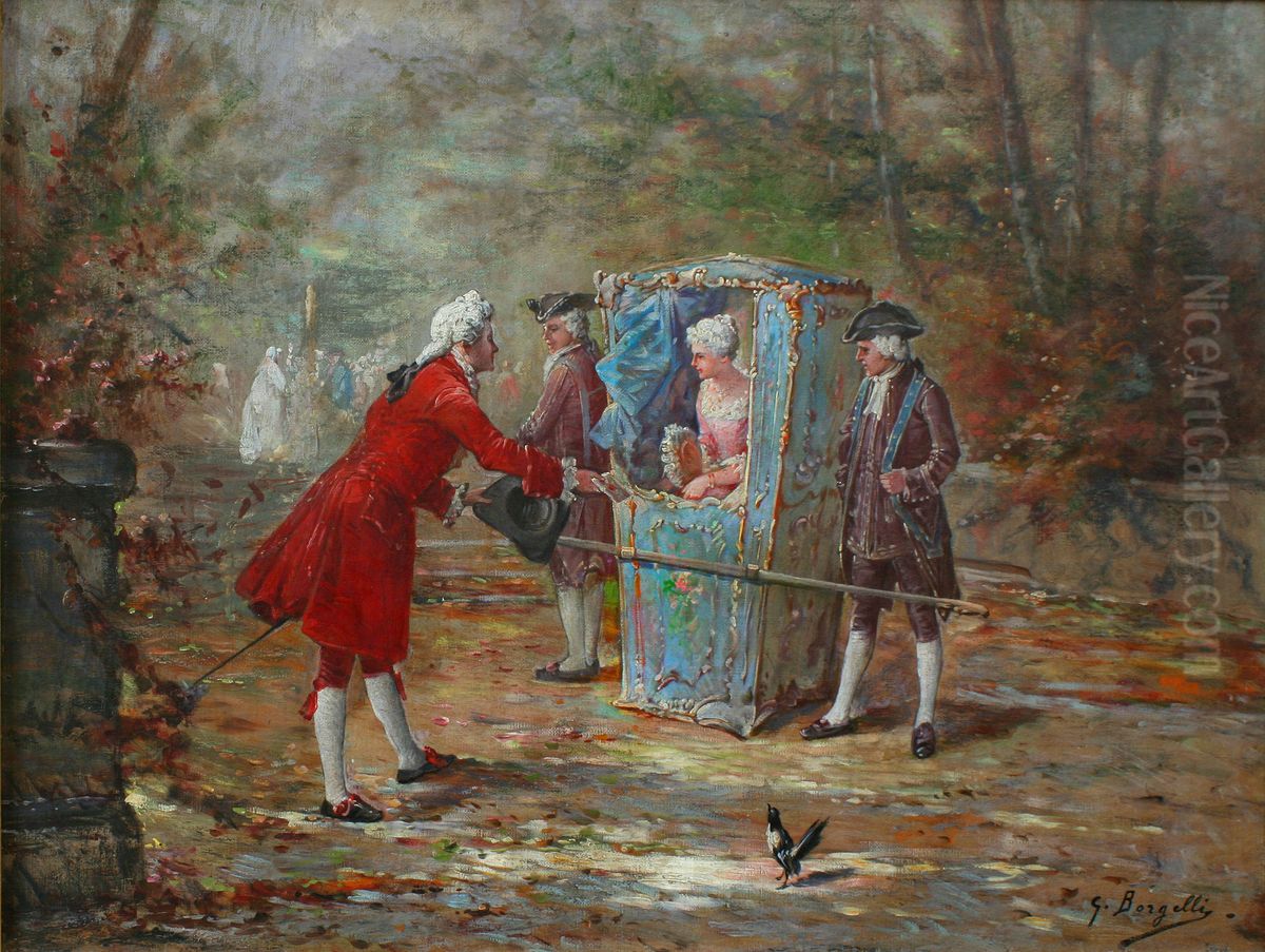 A Rococo Scene Oil Painting by unknown