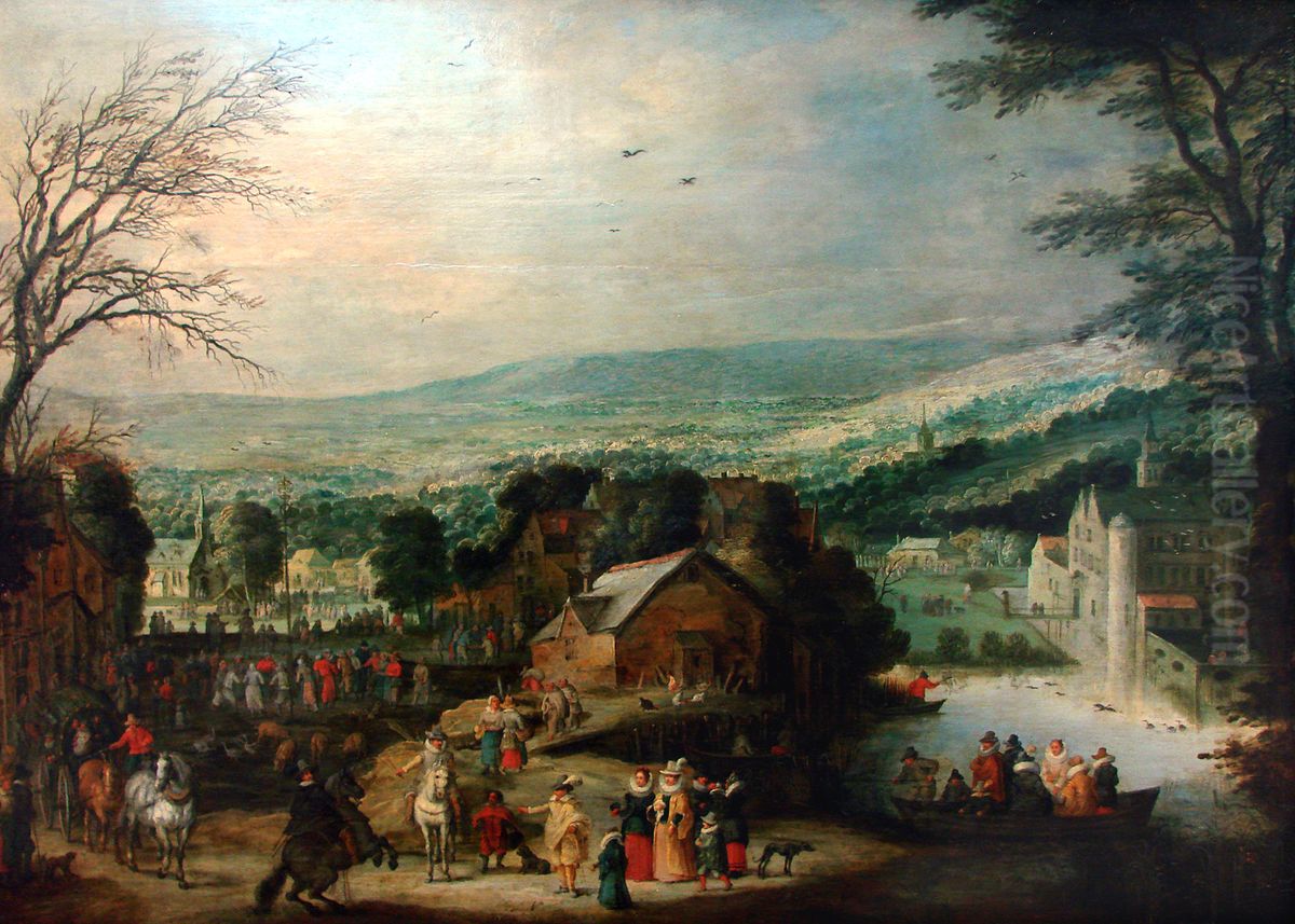 Fete de village flamand Oil Painting by Joos de Momper the Younger