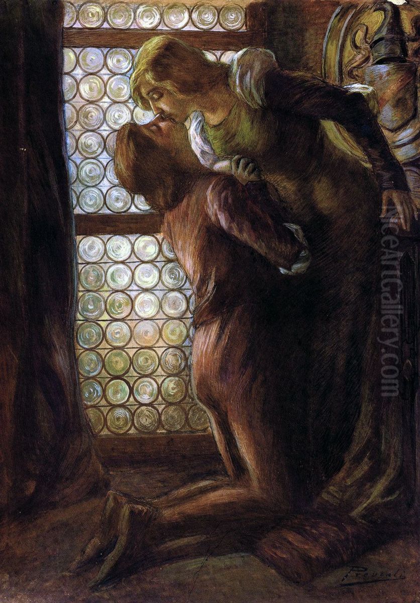 Romeo and Juliet Oil Painting by Gaetano Previati