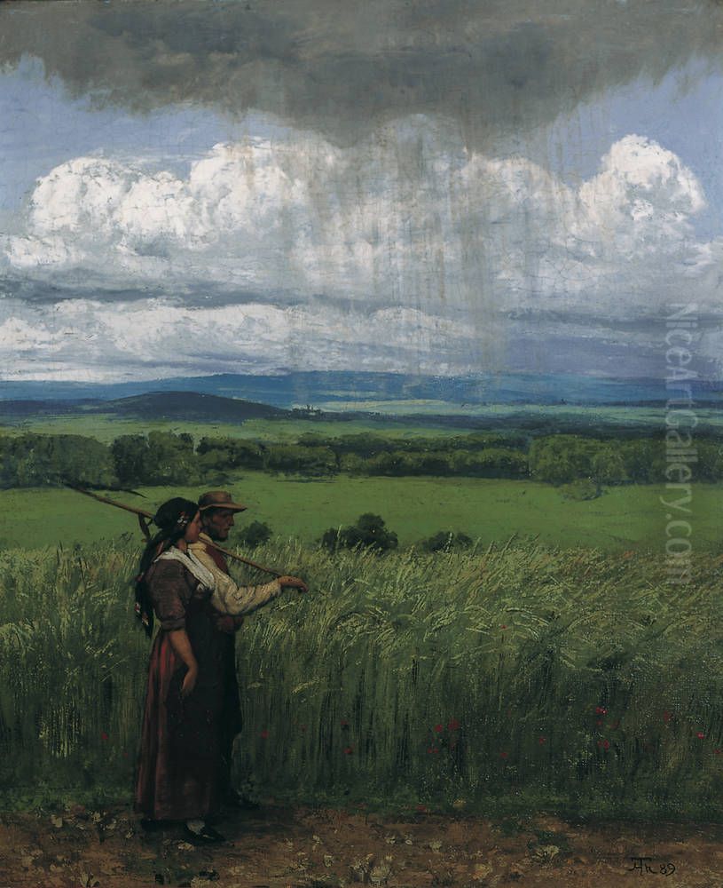 Approaching thunderstorm Oil Painting by Hans Thoma
