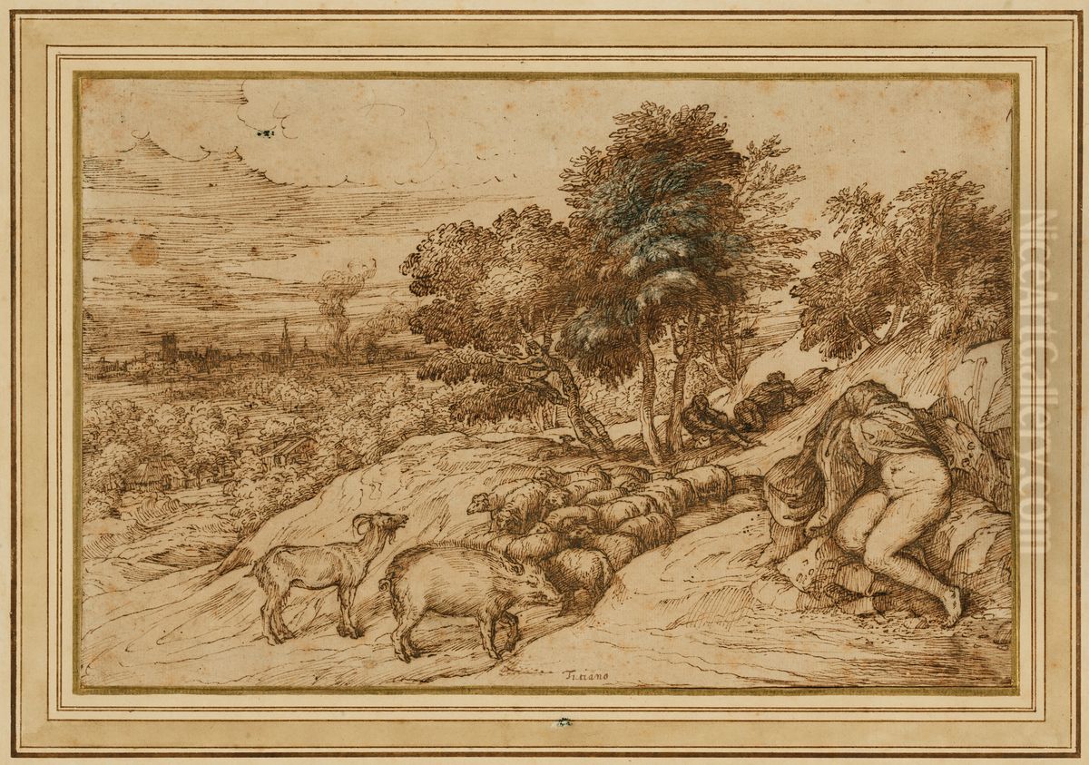 Pastoral Scene Oil Painting by Titian