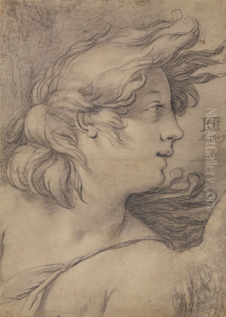 Bust of an Angel Oil Painting by Goltzius Hendrick