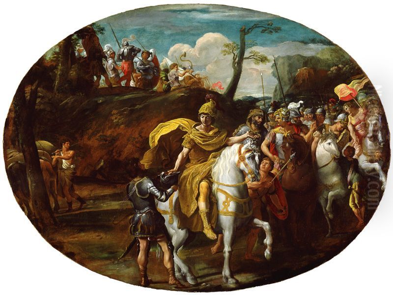 Alessandro rifiuta l'acqua Oil Painting by Giovanni Lanfranco