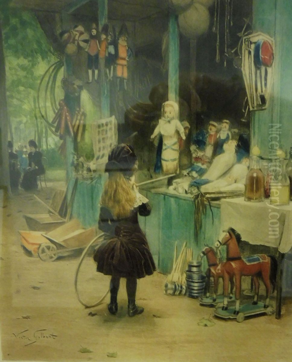 Le magasin de joujoux Oil Painting by Victor Gilbert