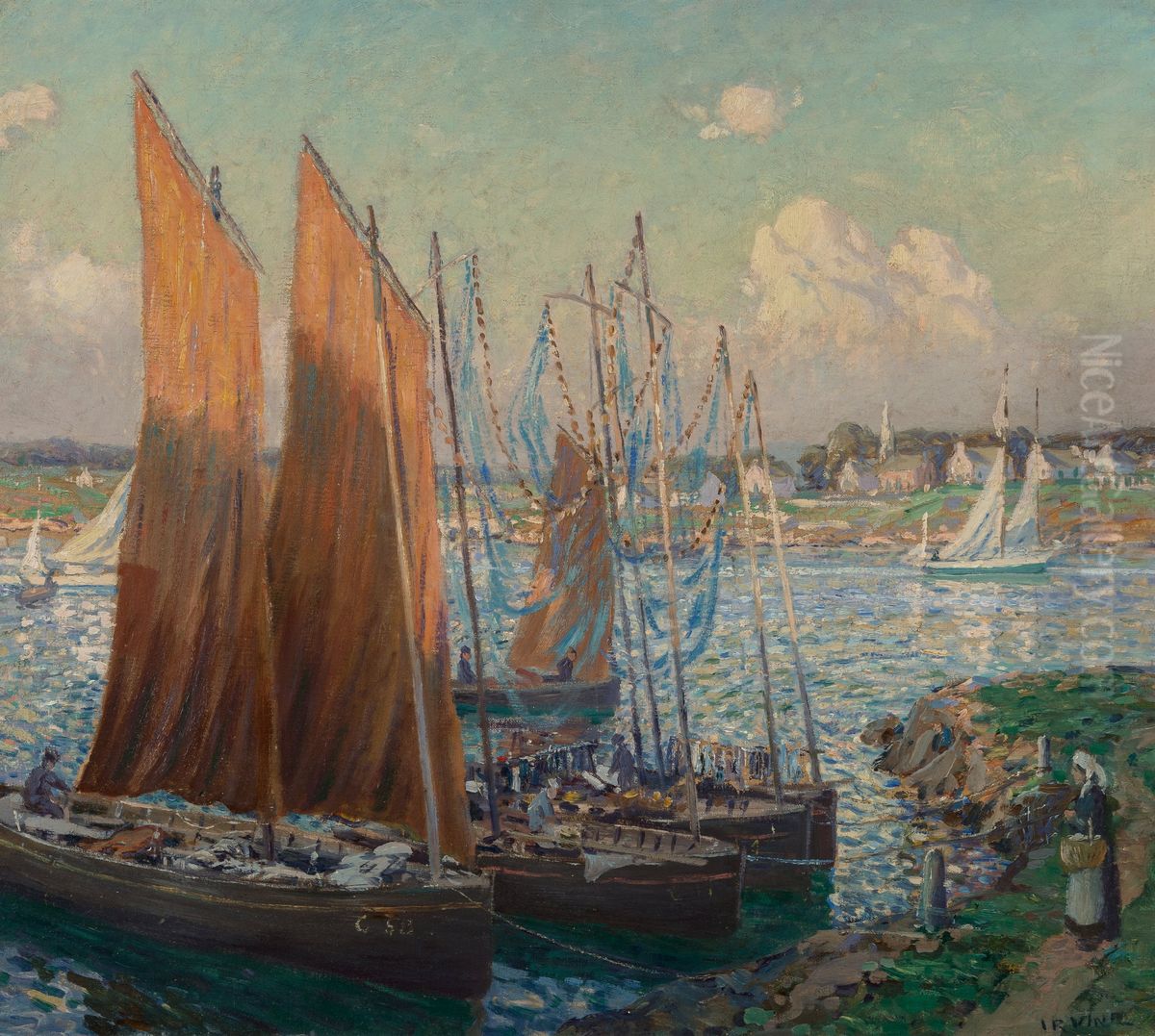 Summer Day at the Harbor Oil Painting by Wilson Irvine
