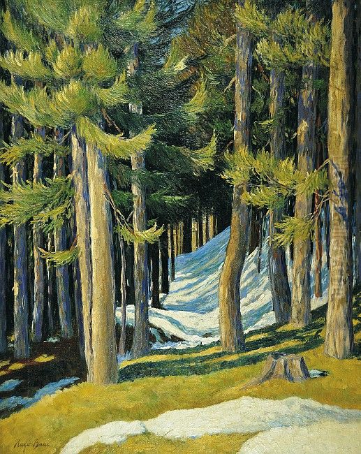 Last snow / Forest in winter Oil Painting by Hugo Baar