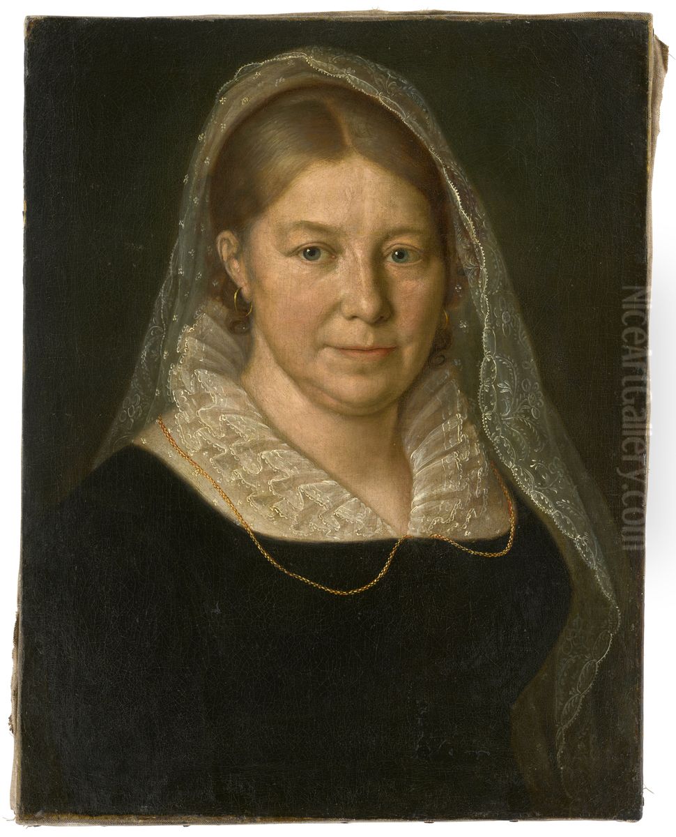 Anna Maria Moosbrugger, nee Huetlin (1774-1829), seconde femme du peintre Oil Painting by Wendelin Moosbrugger