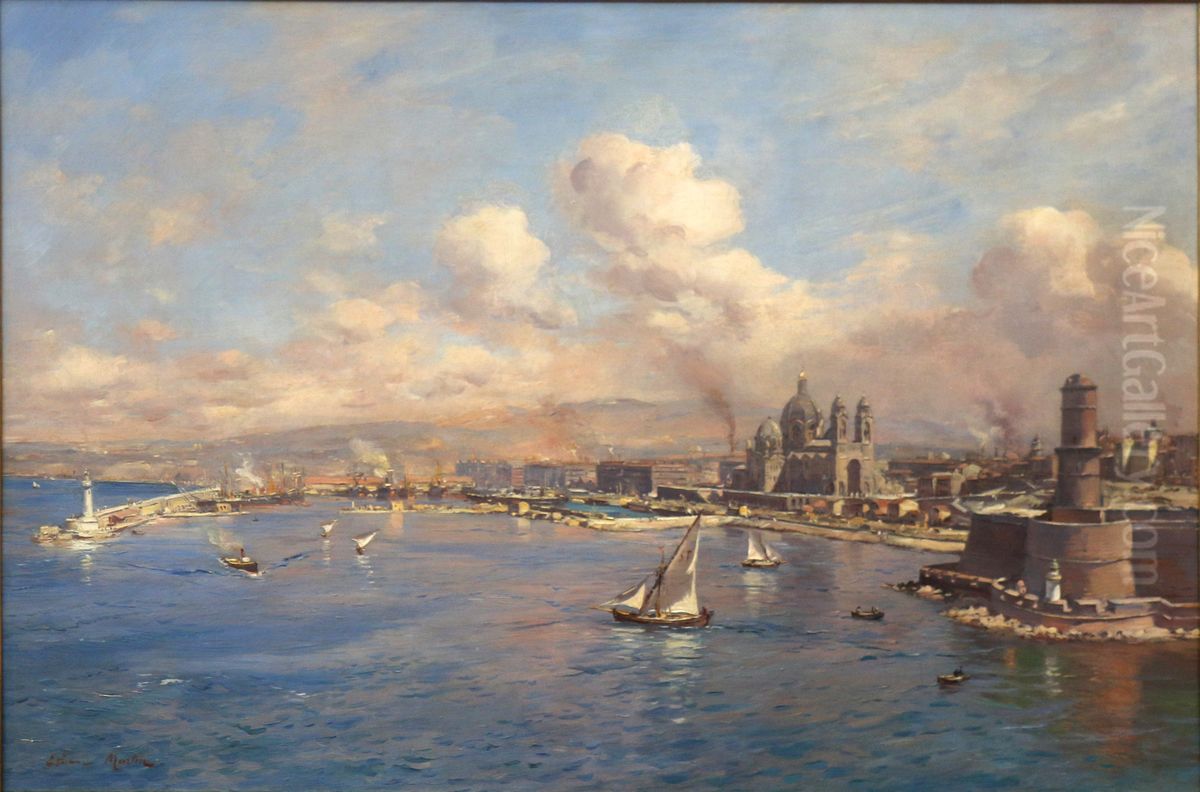 Le port de la Joliette a Marseille Oil Painting by Etienne Martin