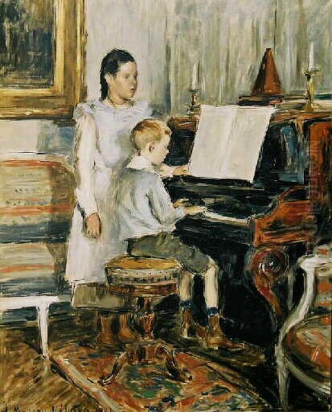 Enfants au piano Oil Painting by Etienne Moreau-Nelaton