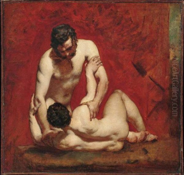 Les Lutteurs. Oil Painting by William Etty