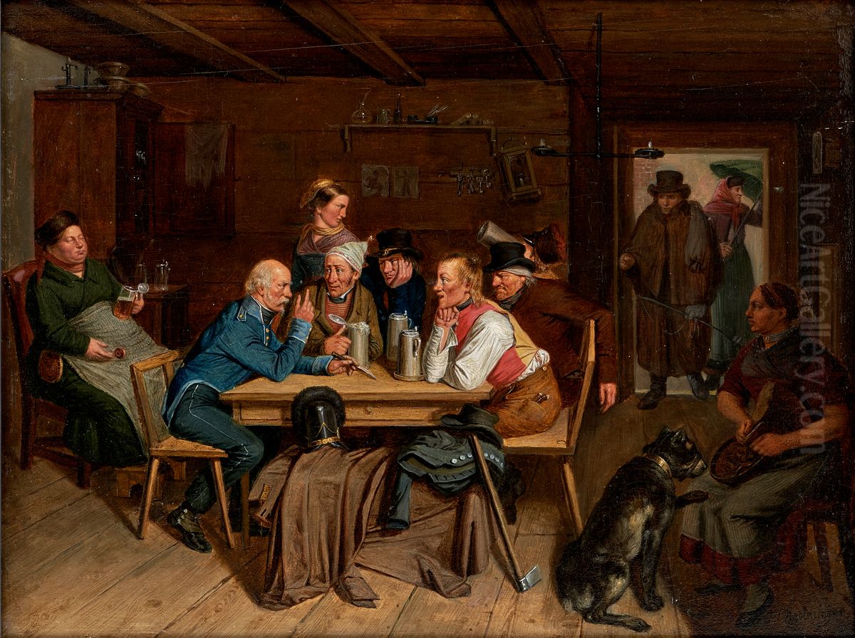 Der erzahlende Invalide Oil Painting by Friedrich Mosbrugger