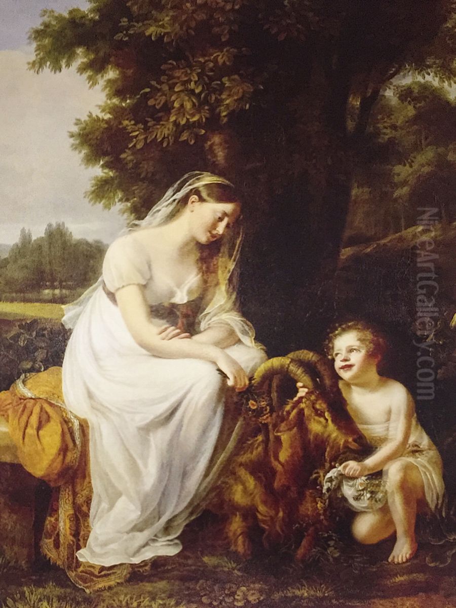 L'Enfant reconnaissant Oil Painting by Henriette Lorimier