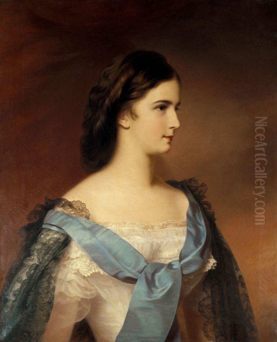 Kaiserin Elisabeth (1837-1898) Oil Painting by Franz Schrotzberg